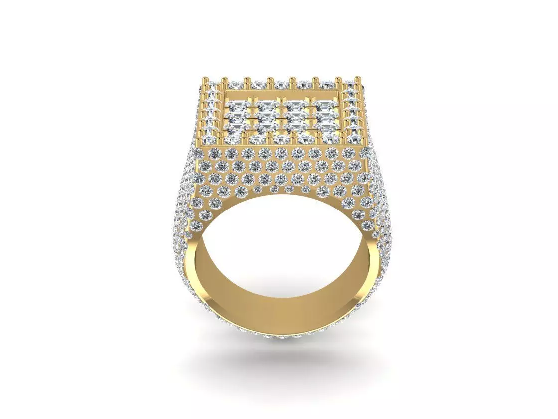 Square diamond ring 3D print model_4