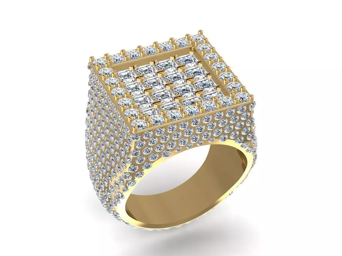 Square diamond ring 3D print model_0
