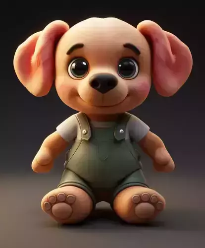 Adorable Cartoon Puppy Cute 3D Character Overalls