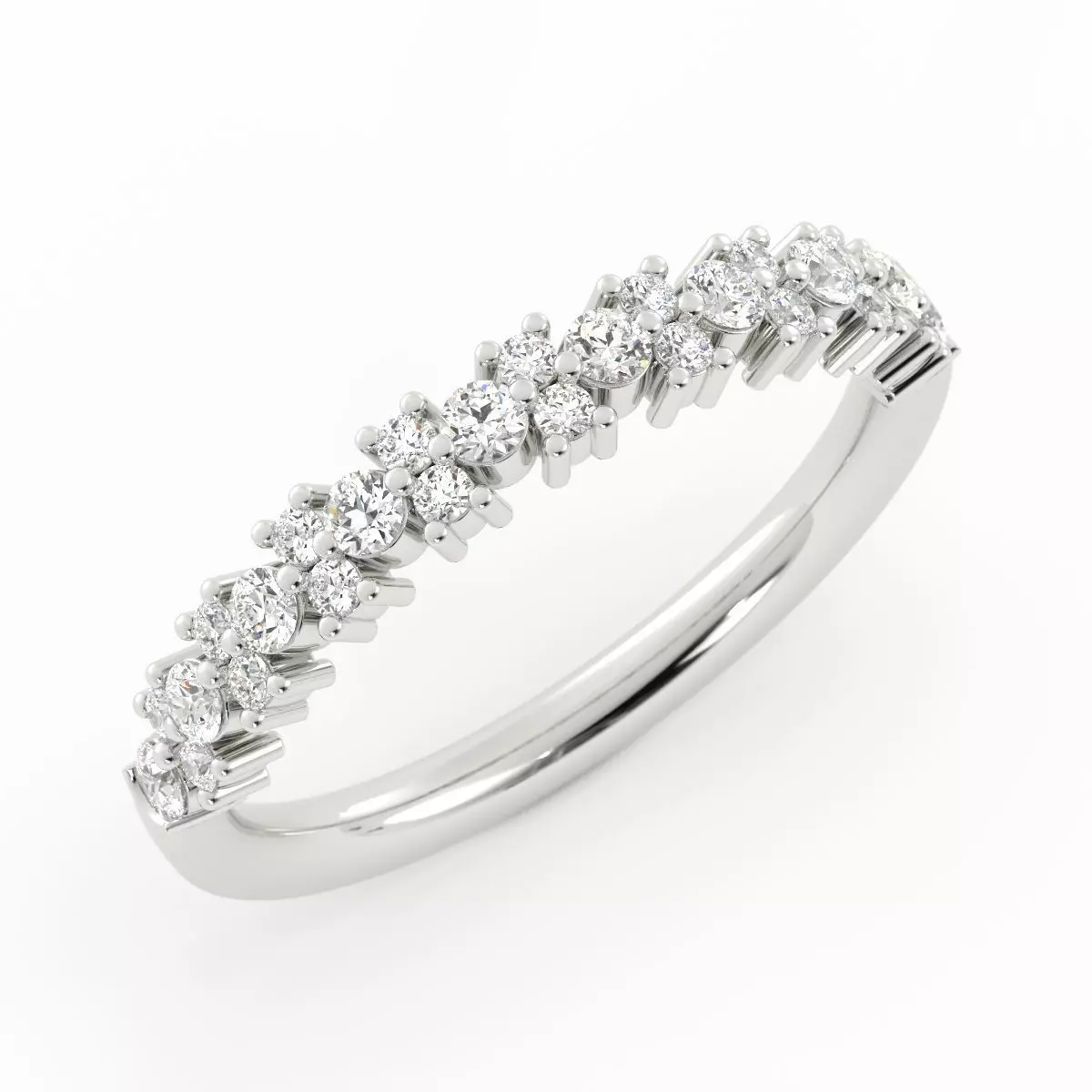 Round Diamond Flower Wedding Band With Rendering 3D print model_13