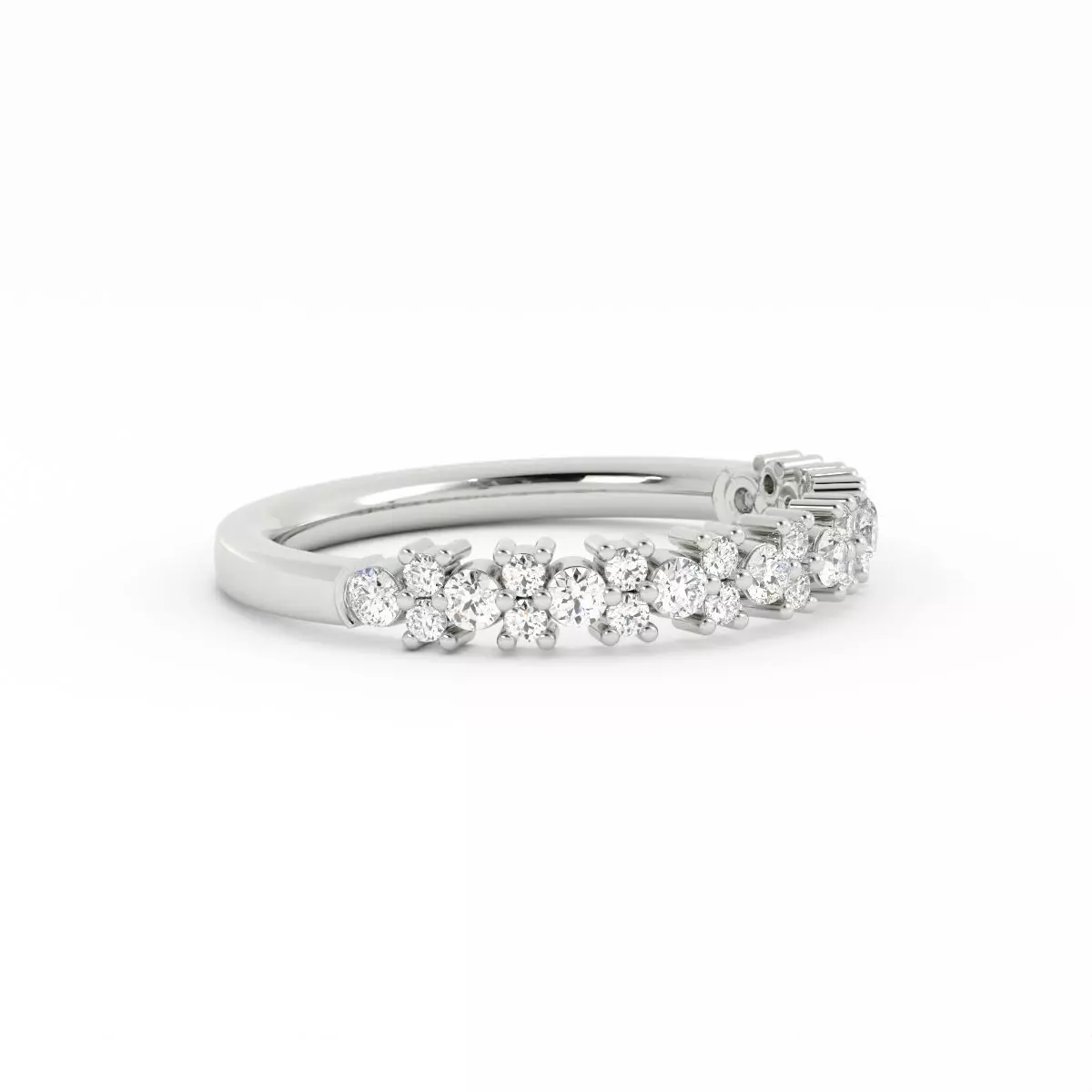 Round Diamond Flower Wedding Band With Rendering 3D print model_4