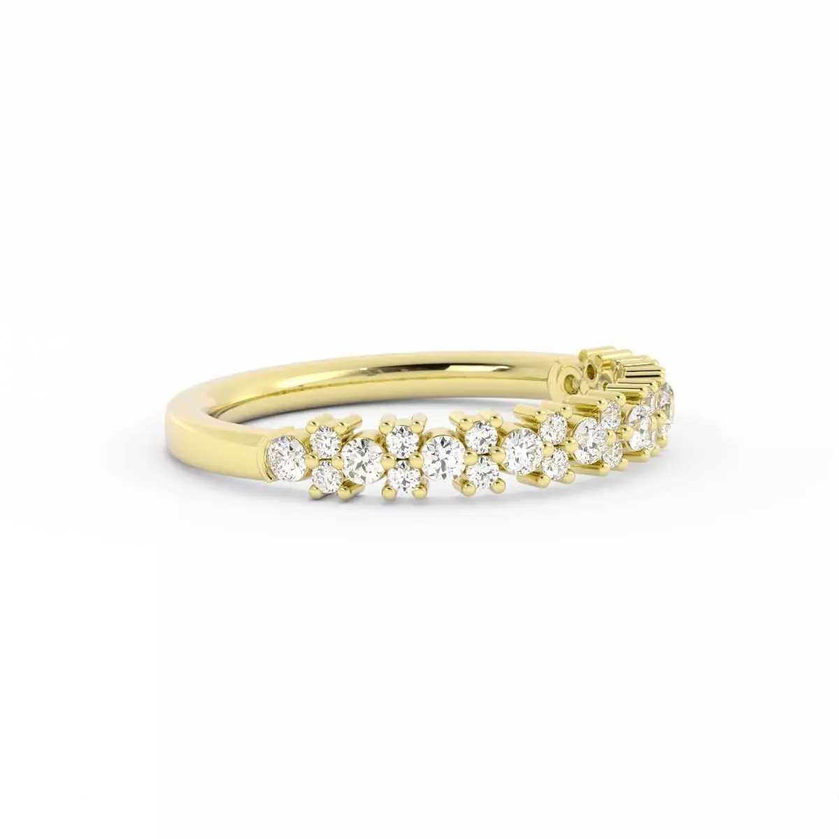 Round Diamond Flower Wedding Band With Rendering 3D print model_3