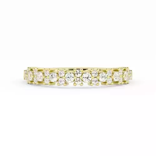Round Diamond Flower Wedding Band With Rendering