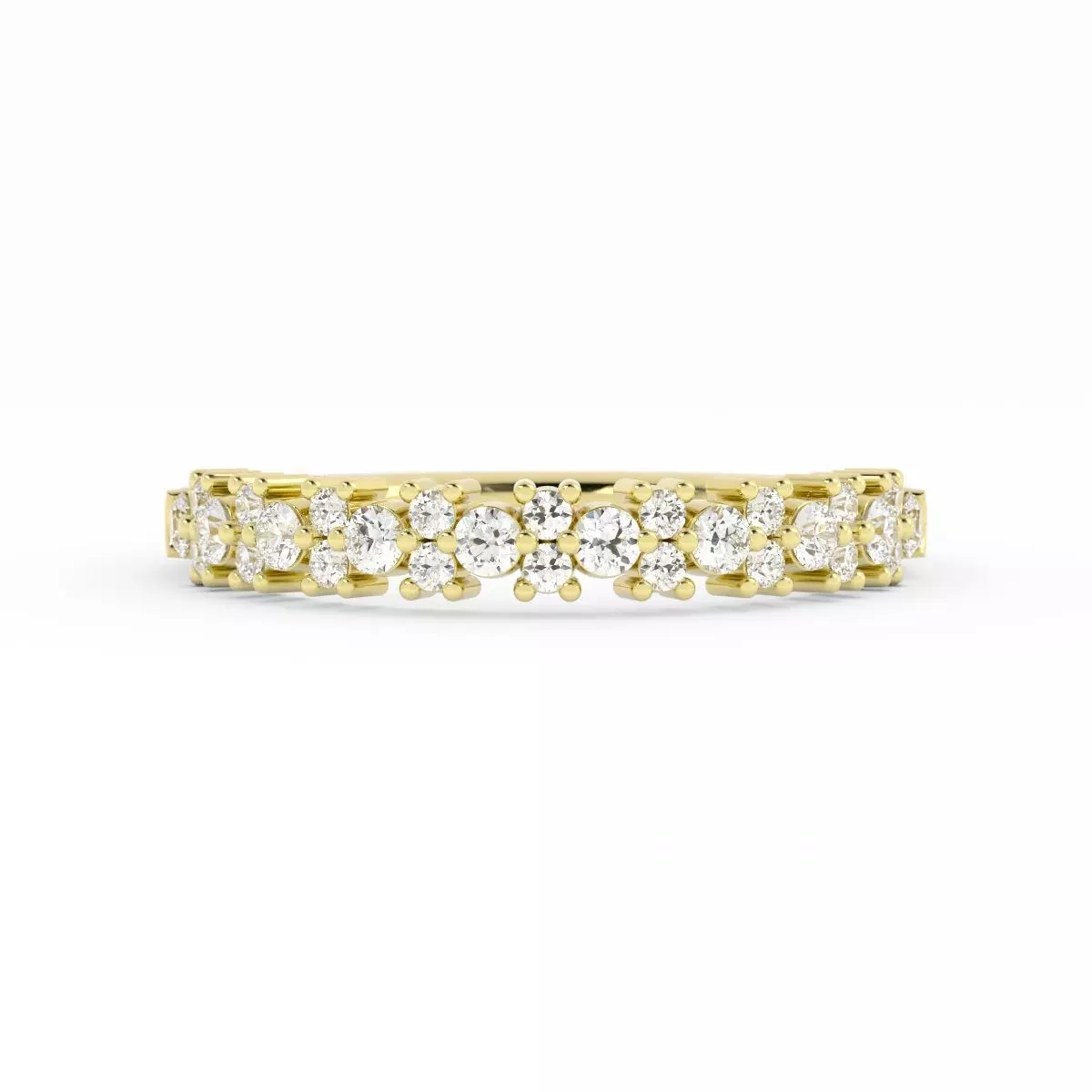 Round Diamond Flower Wedding Band With Rendering 3D print model_0