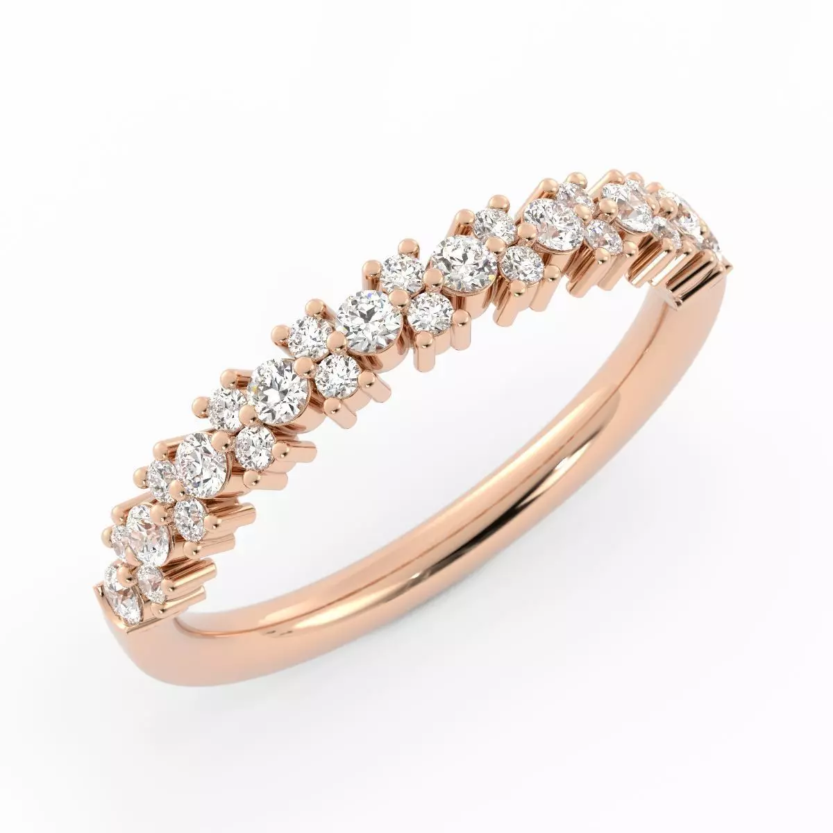 Round Diamond Flower Wedding Band With Rendering 3D print model_14