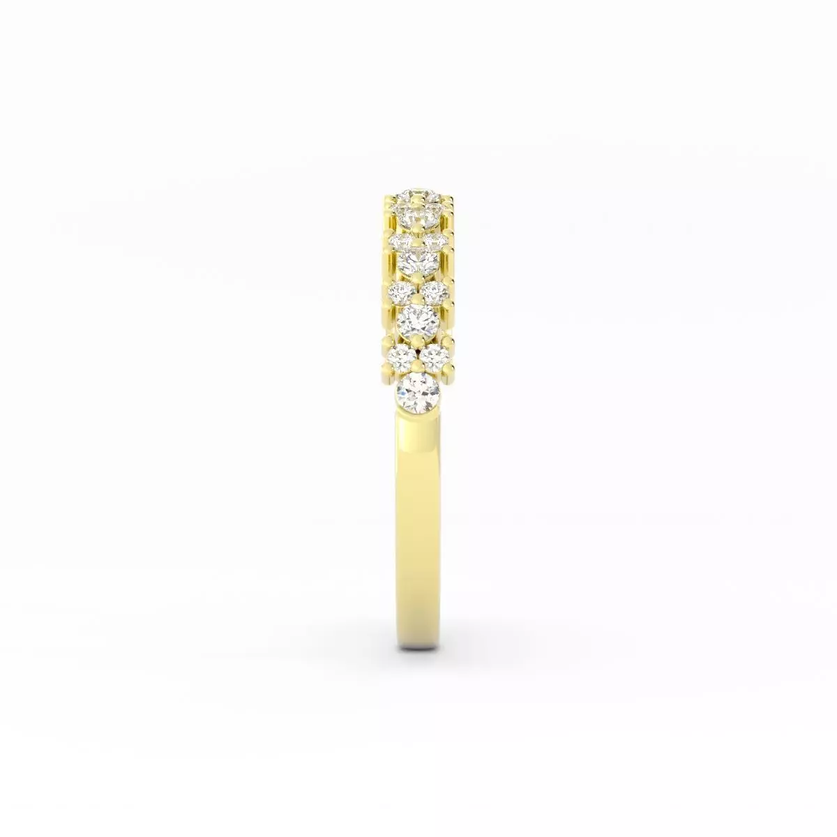 Round Diamond Flower Wedding Band With Rendering 3D print model_9