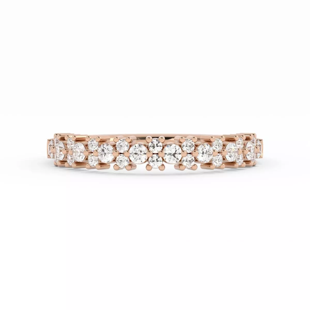 Round Diamond Flower Wedding Band With Rendering 3D print model_2