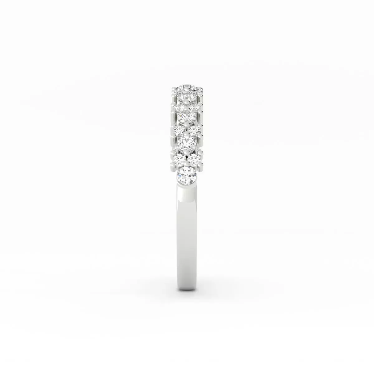 Round Diamond Flower Wedding Band With Rendering 3D print model_10