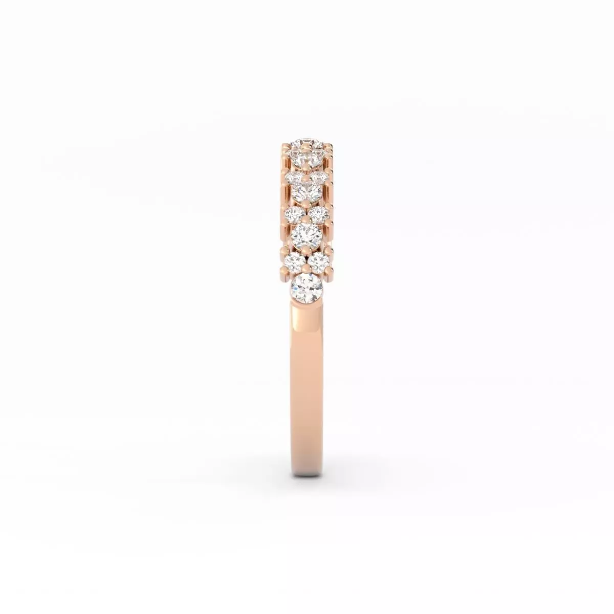 Round Diamond Flower Wedding Band With Rendering 3D print model_11