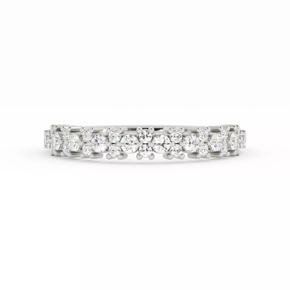 Round Diamond Flower Wedding Band With Rendering 3D print model_1