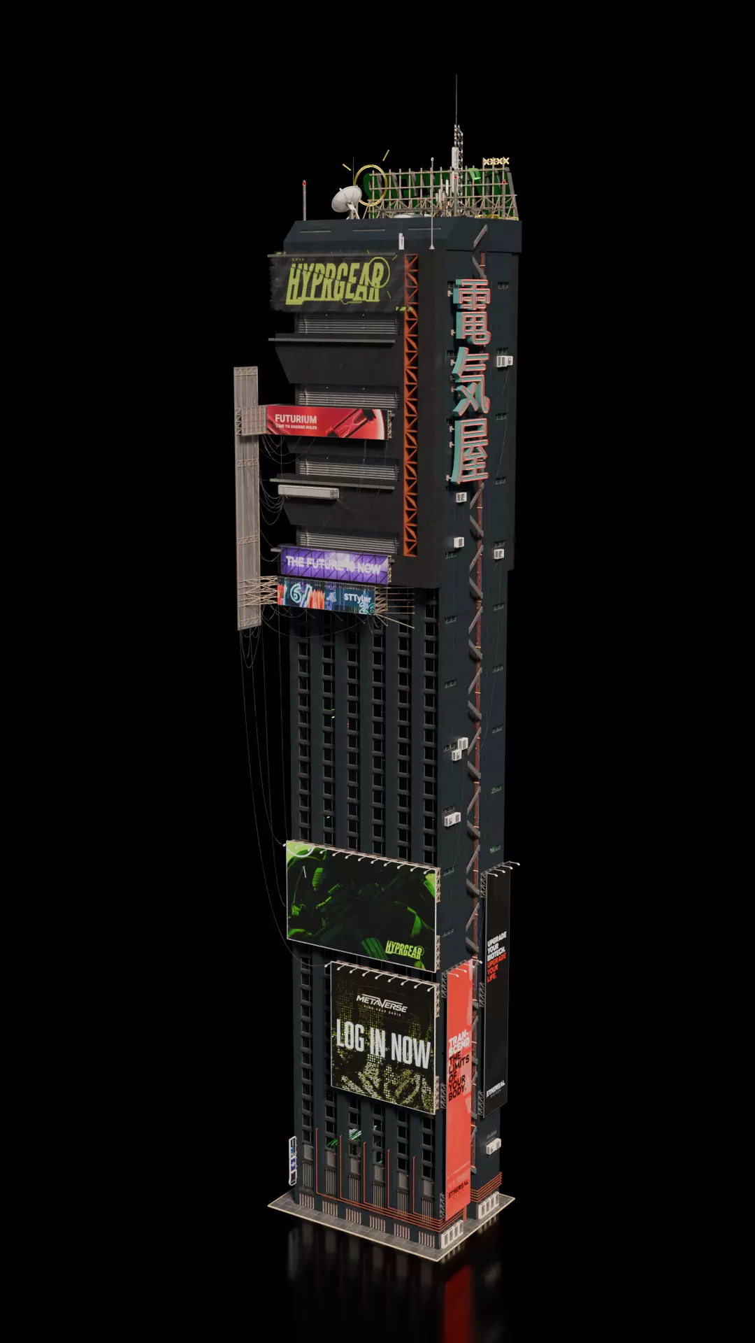 Cyberpunk building 10 3D model_1