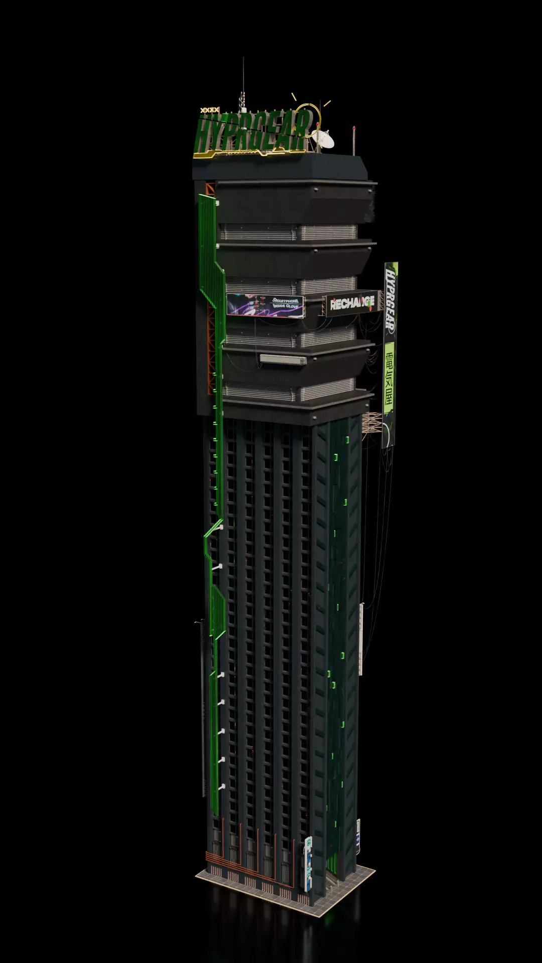 Cyberpunk building 10 3D model_0