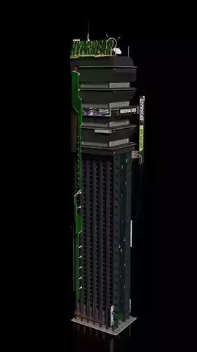 Cyberpunk building 10 3D model