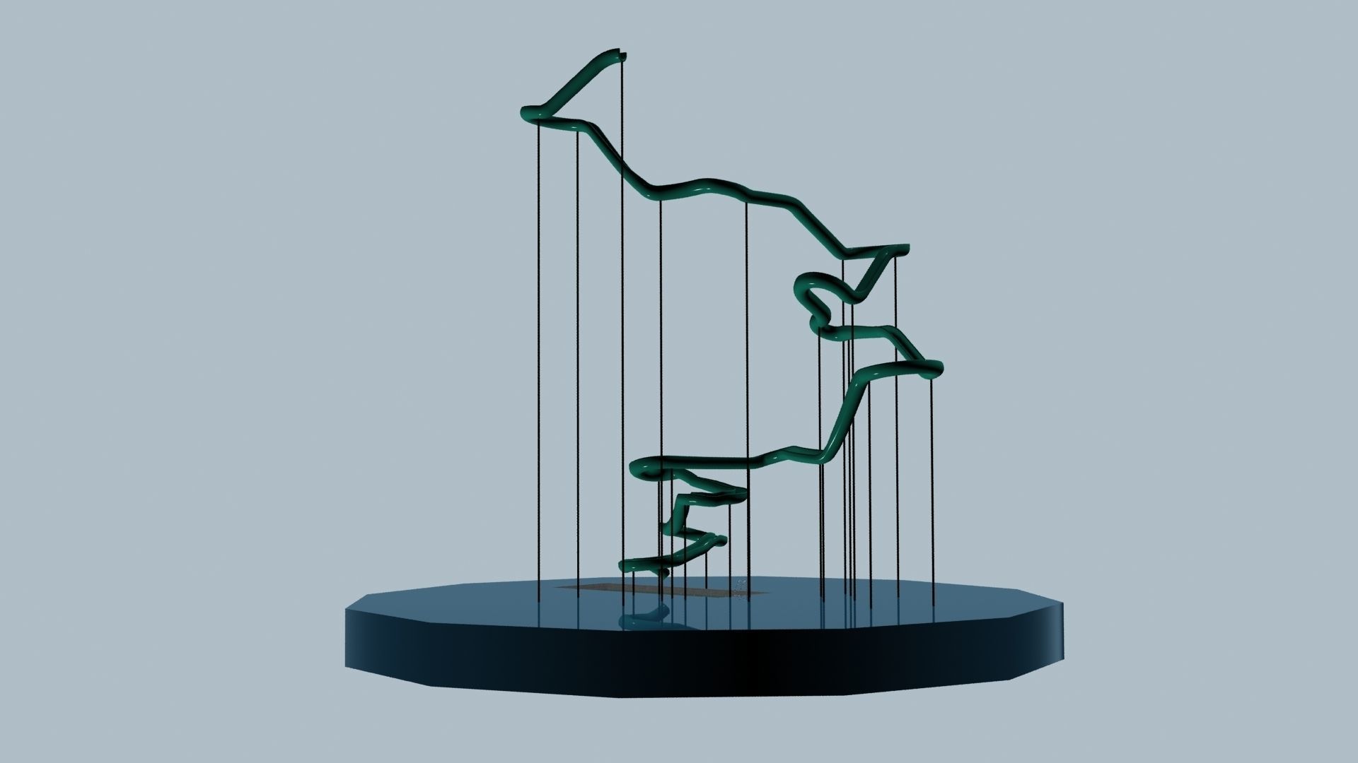 Water slide Low-poly 3D model_1