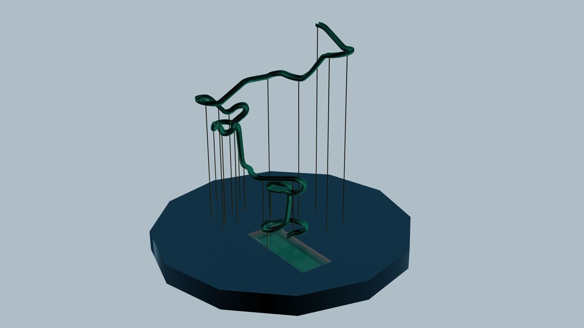 Water slide Low-poly 3D model_2