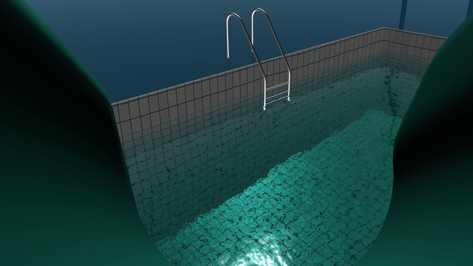 Water slide Low-poly 3D model_4