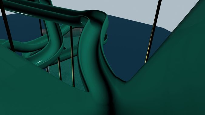 Waterslide sculpture in shape of race track Low-poly 3D model