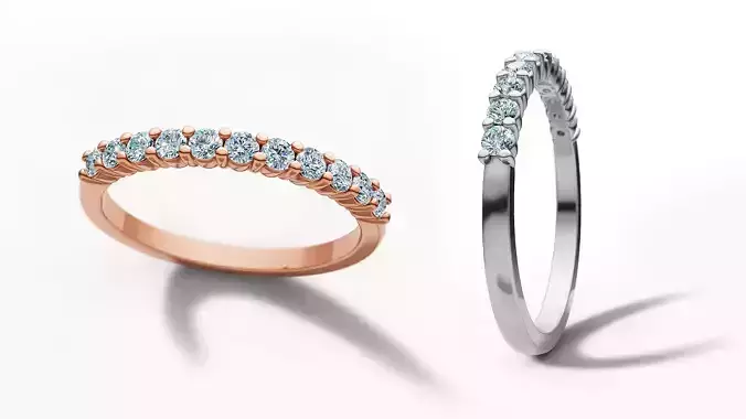 11 Diamonds Band ring 2mm stones 3dmodel