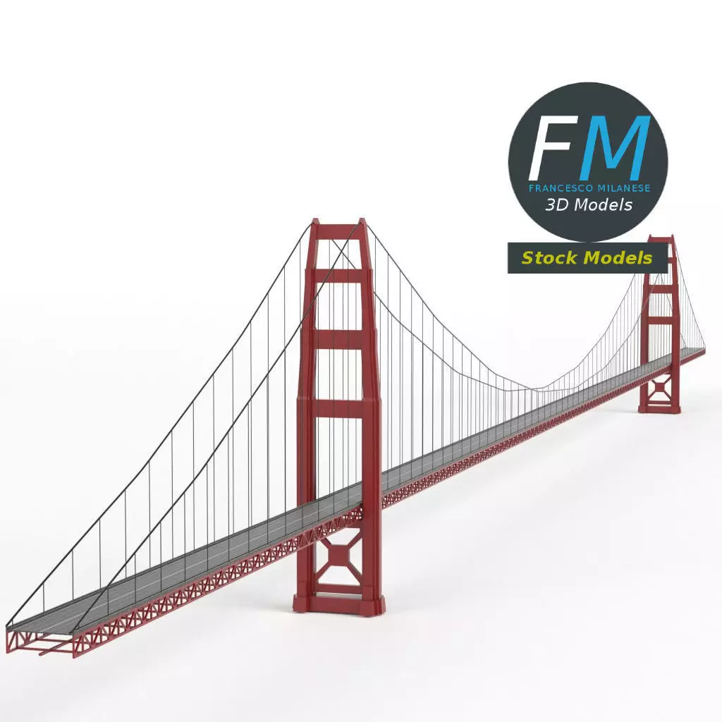 Suspension bridge 3D model_0