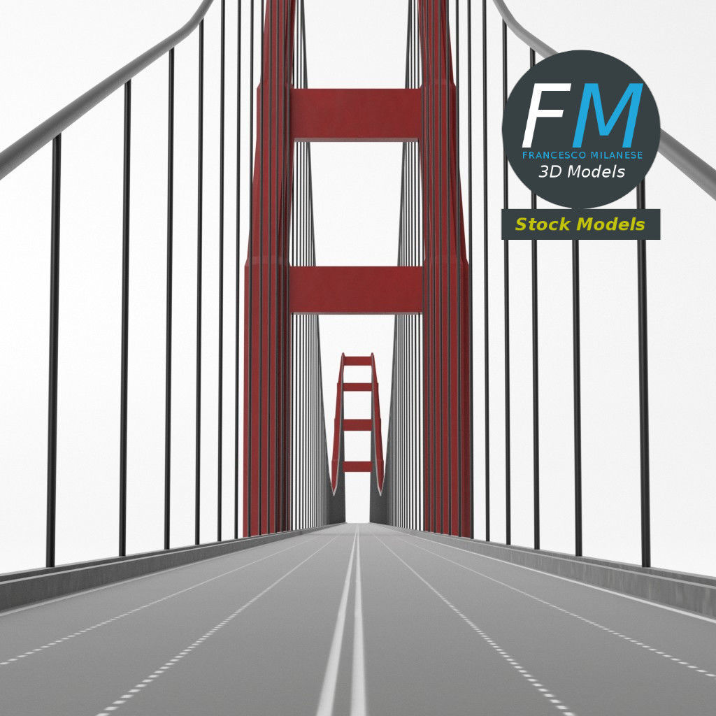Suspension bridge 3D model_2