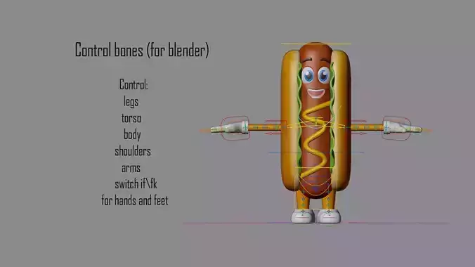 Cartoon characters snacks  Low-poly 3D model 7