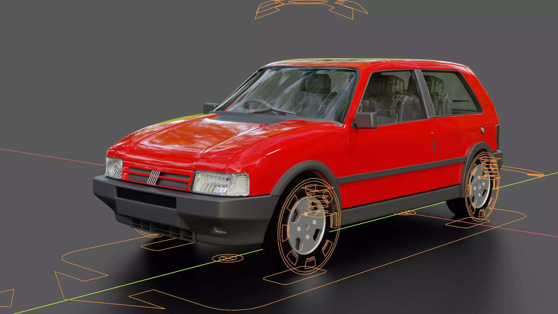 Fiat Uno Turbo Low-poly 3D model_11
