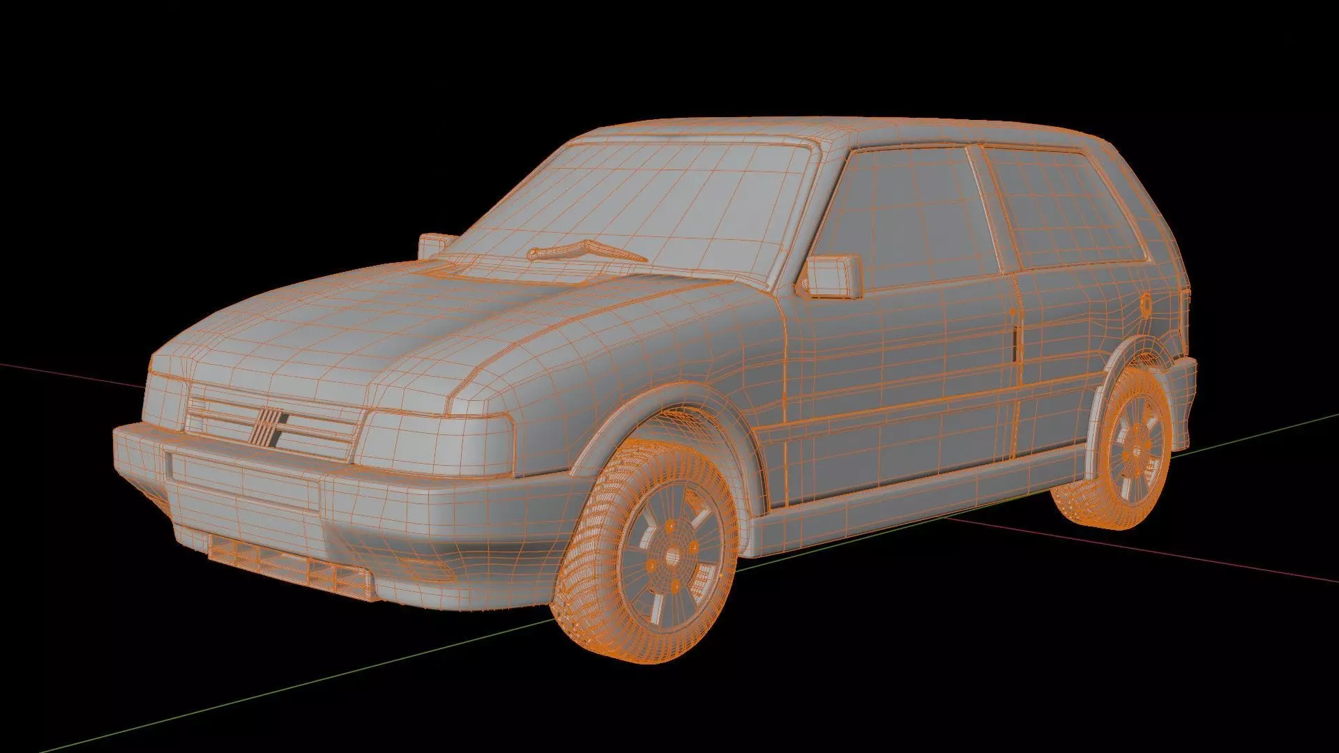 Fiat Uno Turbo Low-poly 3D model_15