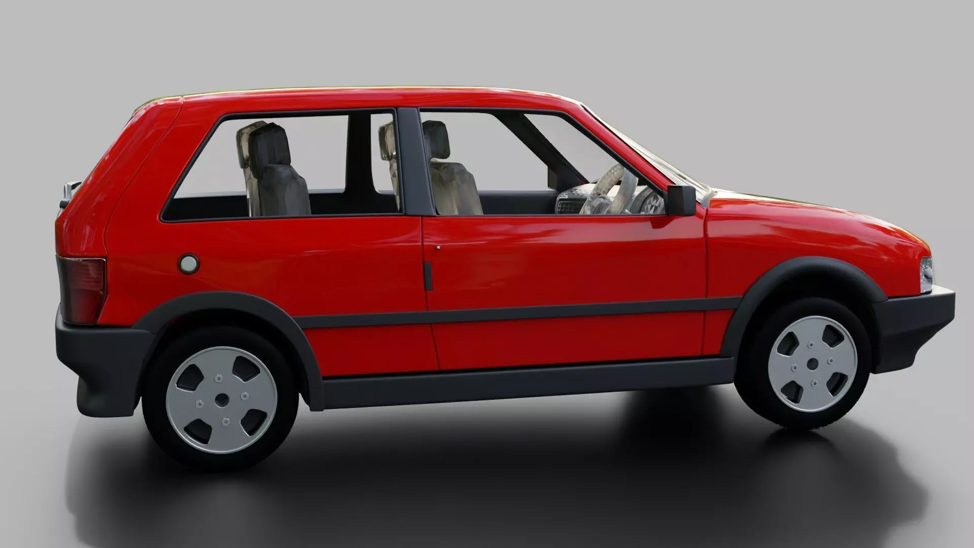 Fiat Uno Turbo Low-poly 3D model_6