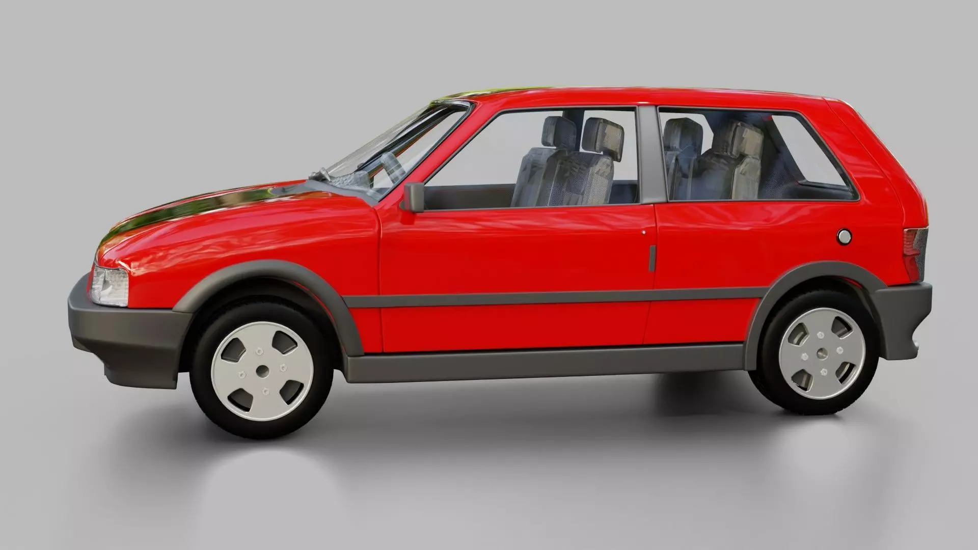 Fiat Uno Turbo Low-poly 3D model_1