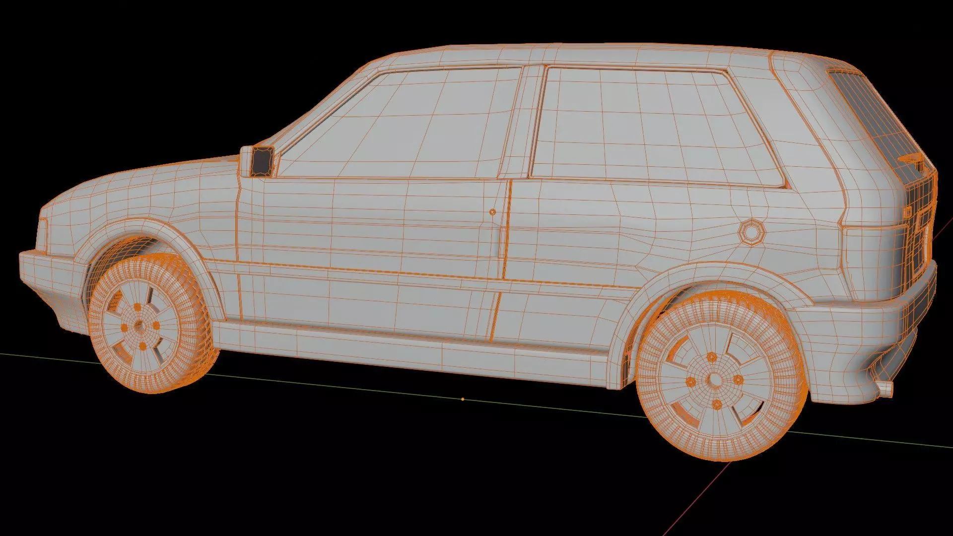 Fiat Uno Turbo Low-poly 3D model_17