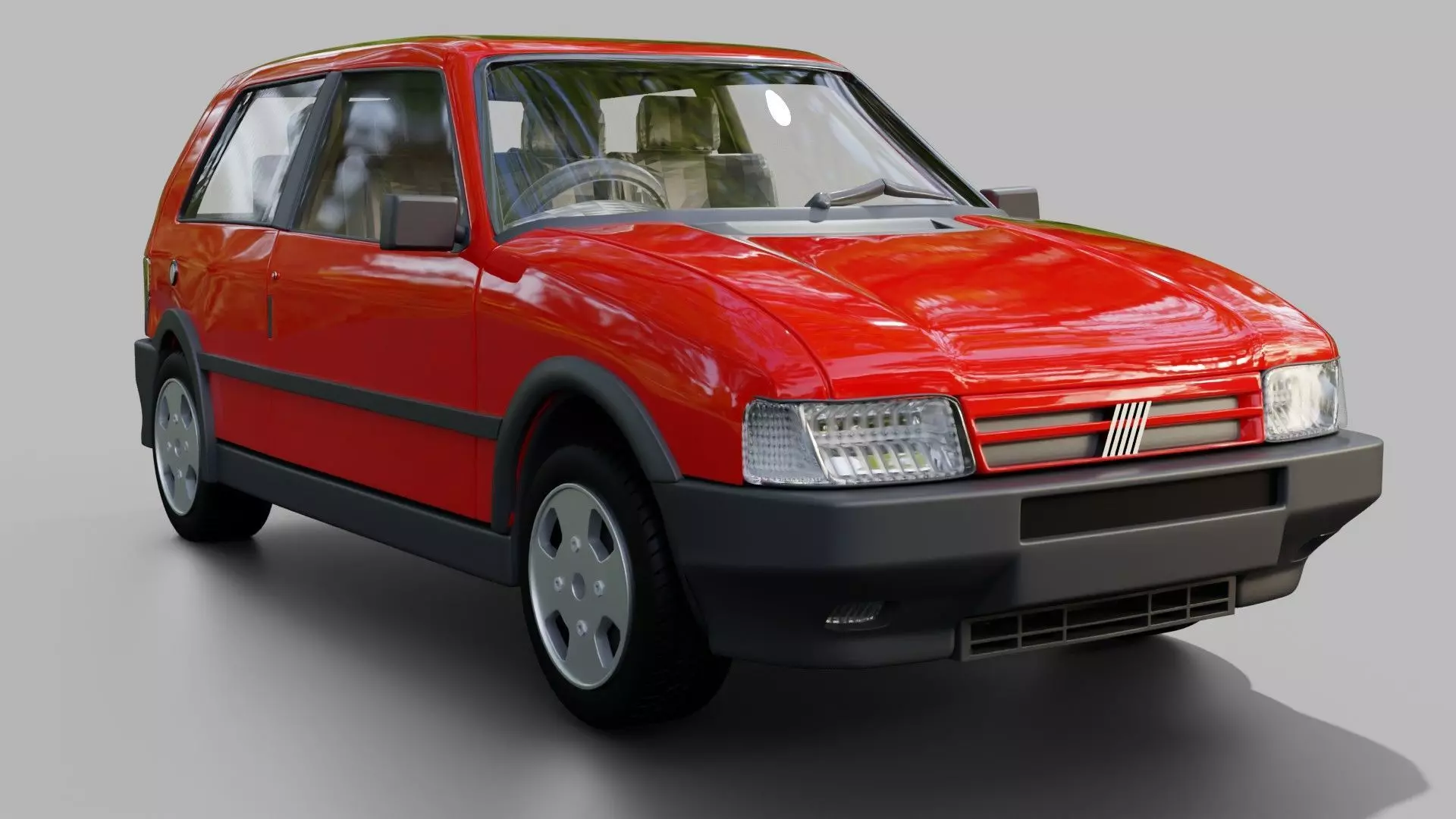 Fiat Uno Turbo Low-poly 3D model_8