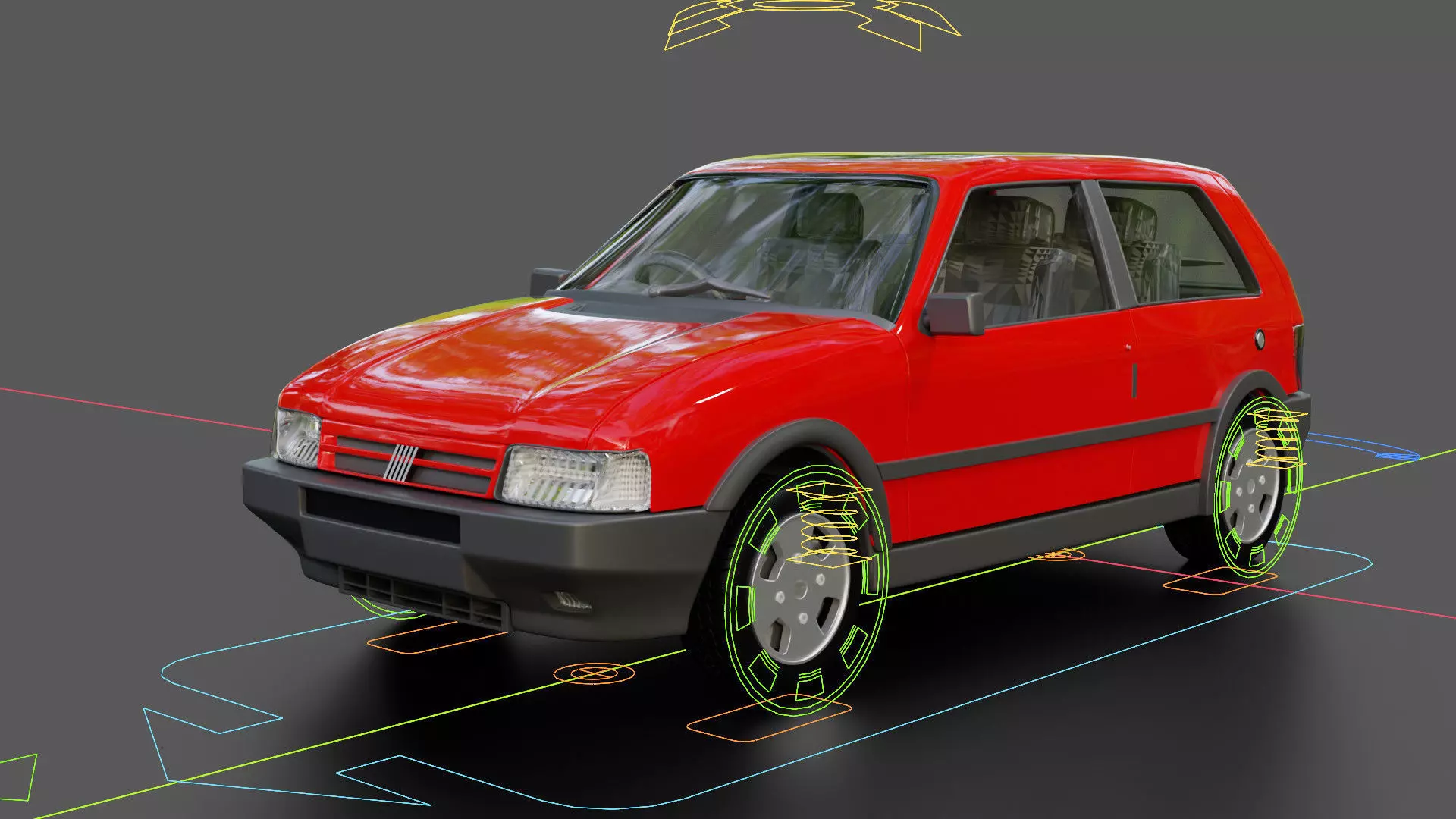 Fiat Uno Turbo Low-poly 3D model_12