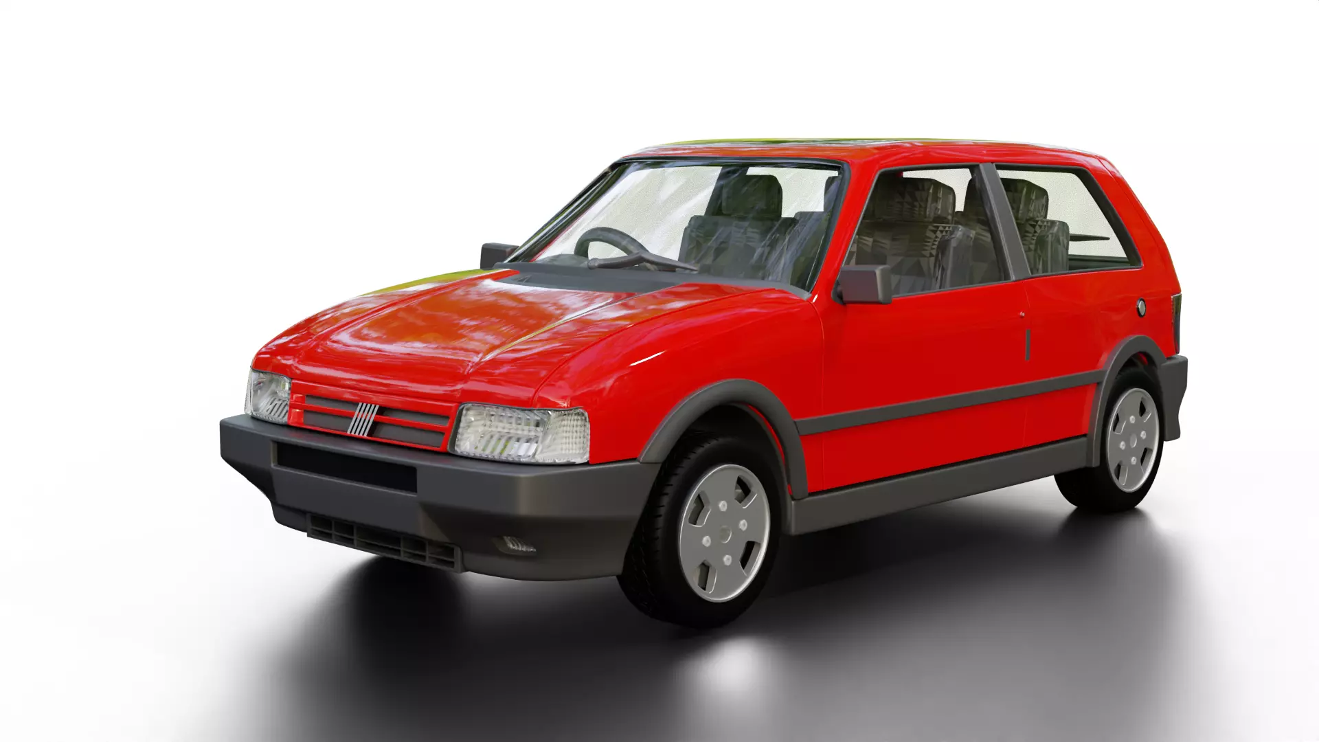 Fiat Uno Turbo Low-poly 3D model_14
