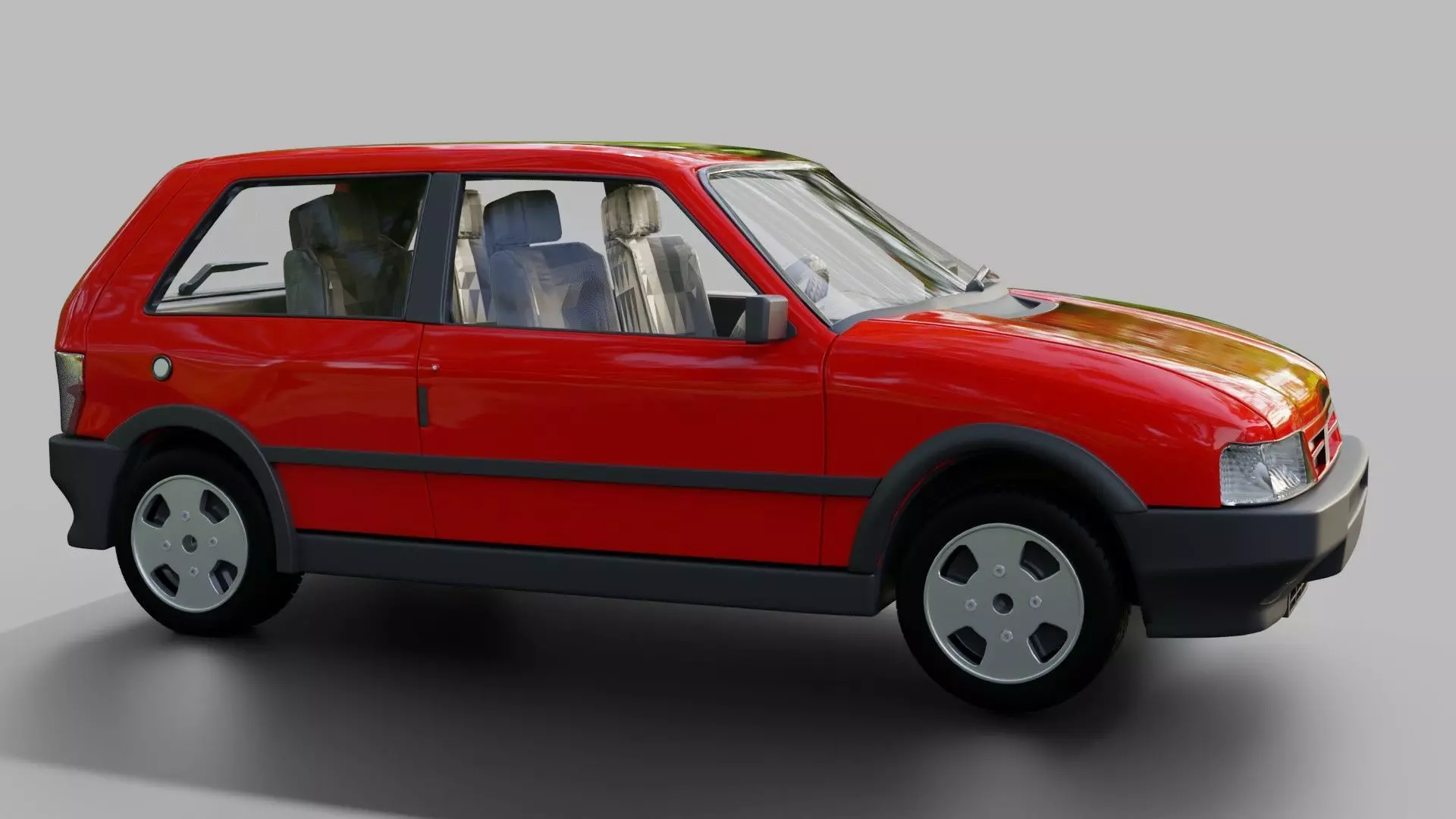 Fiat Uno Turbo Low-poly 3D model_7