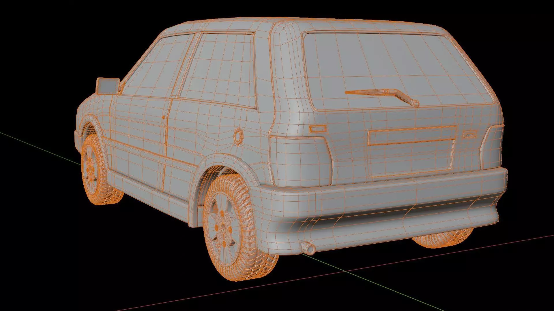 Fiat Uno Turbo Low-poly 3D model_16