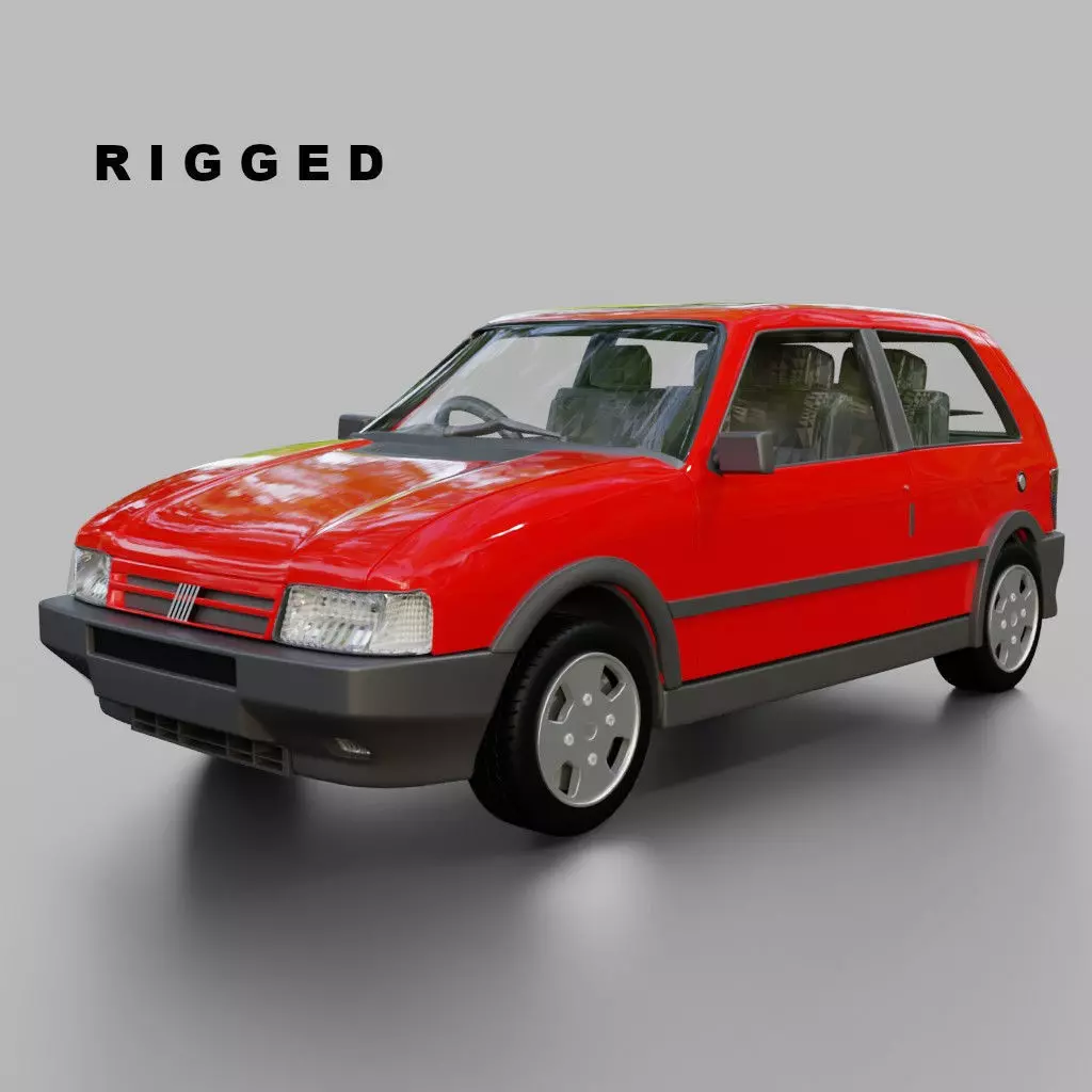 Fiat Uno Turbo Low-poly 3D model_13