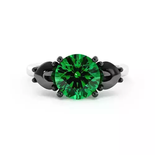 Alternative three stone engagement ring with rendering 3D print model