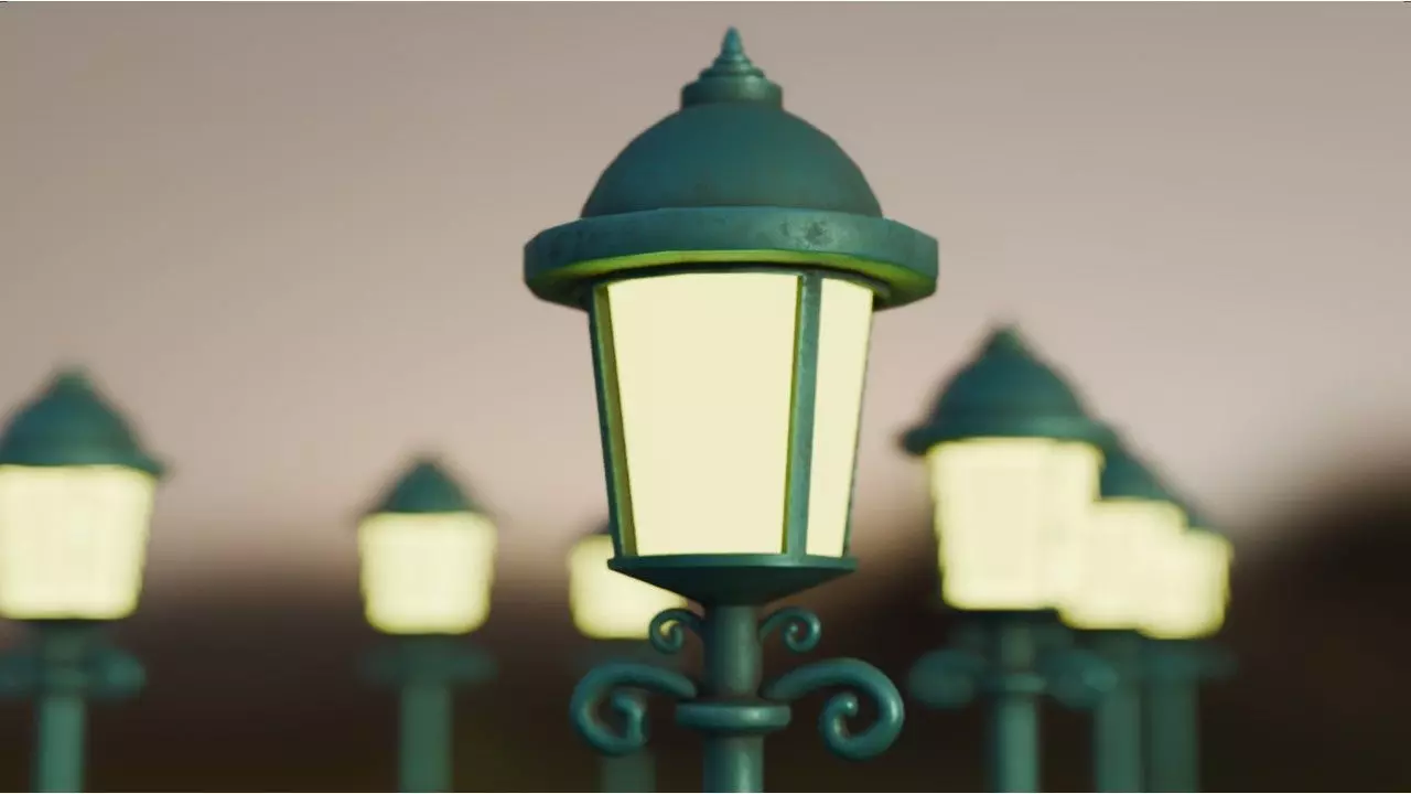 Stylized Vintage Street Lamp 3D Model Low-poly 3D model_1
