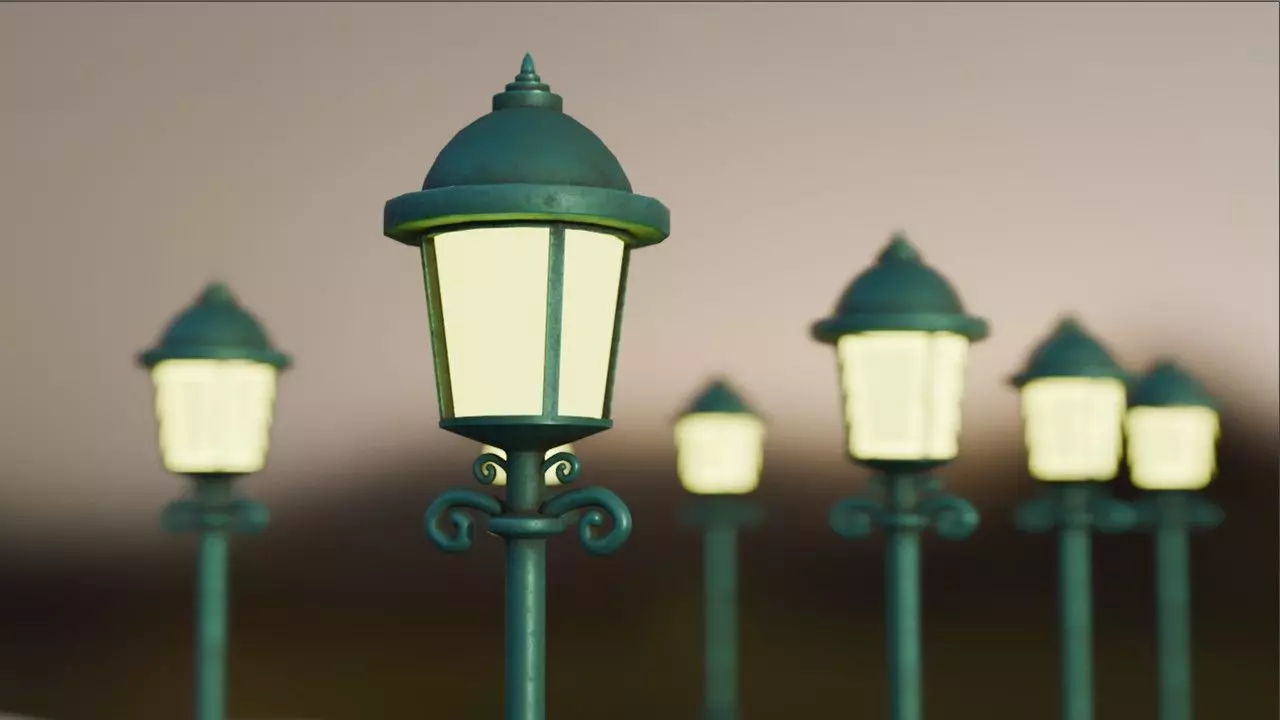 Stylized Vintage Street Lamp 3D Model Low-poly 3D model_2