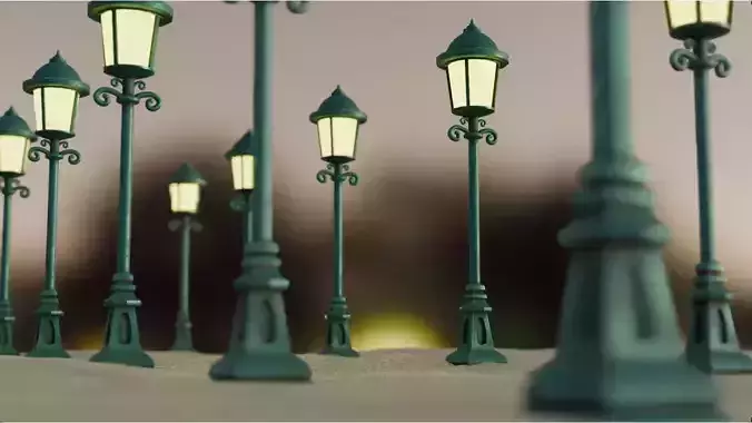 Stylized Vintage Street Lamp 3D Model Low-poly 3D model