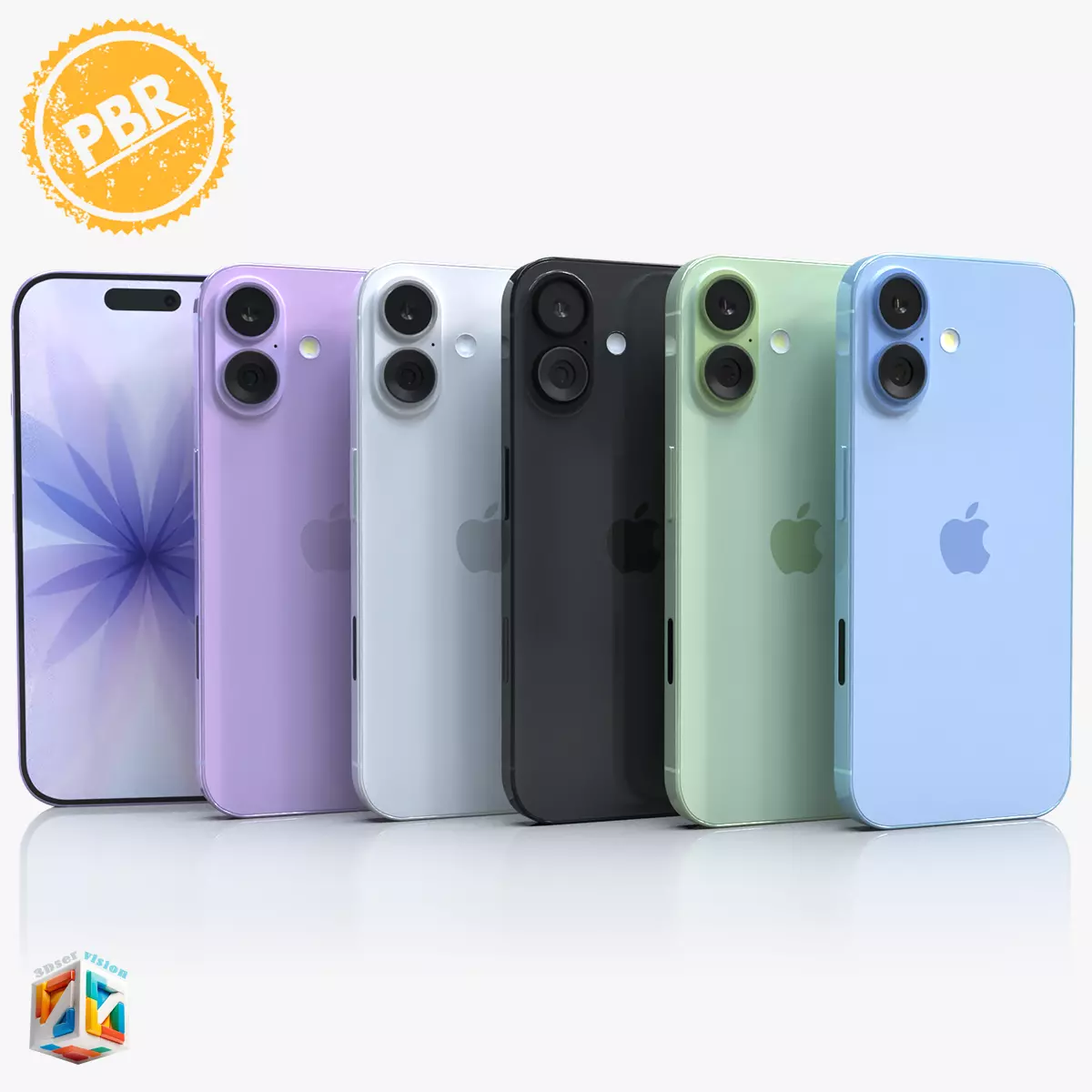 iPhone 17 full 4 Colors Bundle 3D model_10