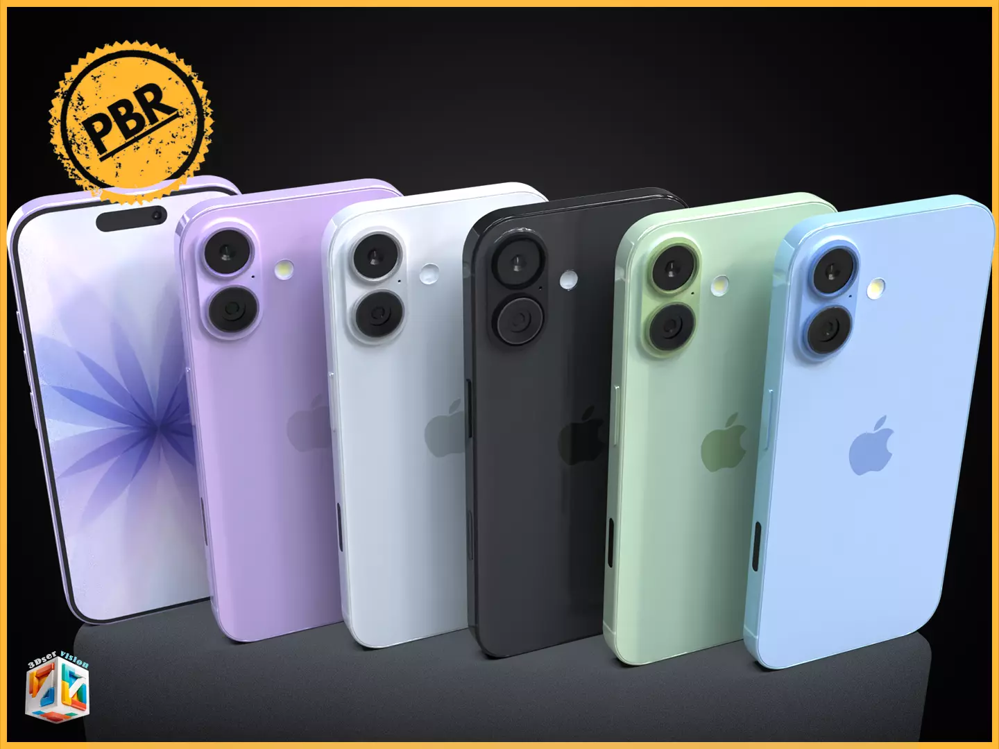 iPhone 17 full 4 Colors Bundle 3D model_3