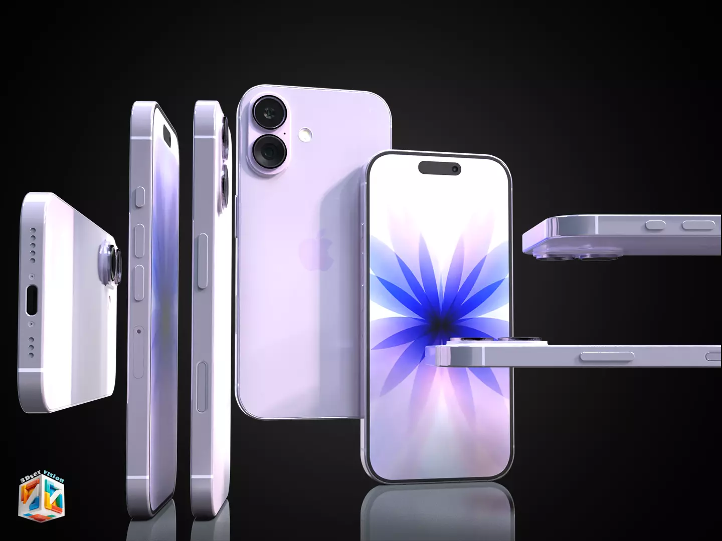 iPhone 17 full 4 Colors Bundle 3D model_8