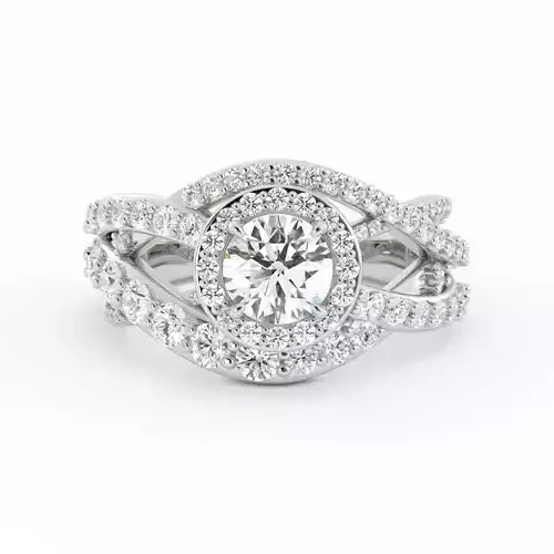 Round Center Diamond Engagement Ring With Diamond Twist Size 9