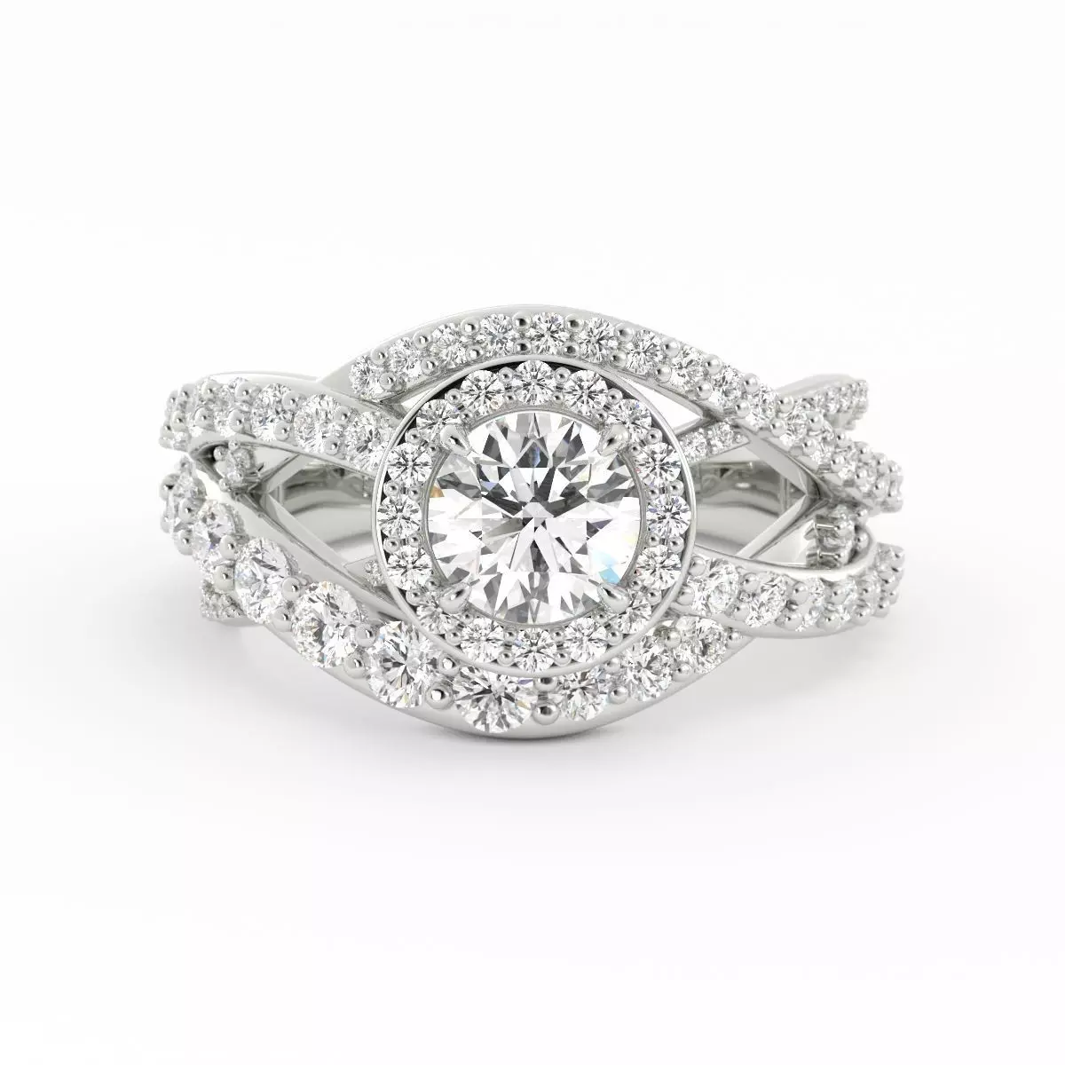 RoundCenterDiamondEngagementRingWithDiamondTwistSize9|3DPrintModel