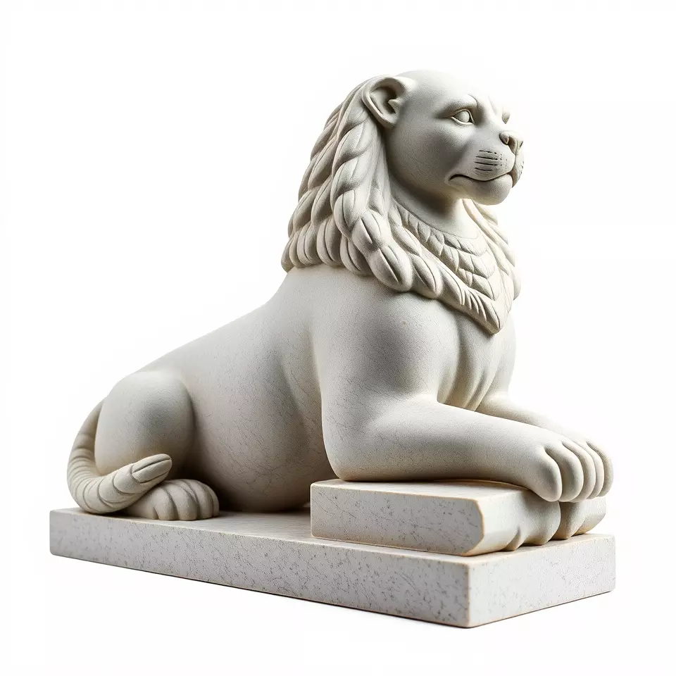 Elegant Marble Lion model pack Low-poly 3D model_3