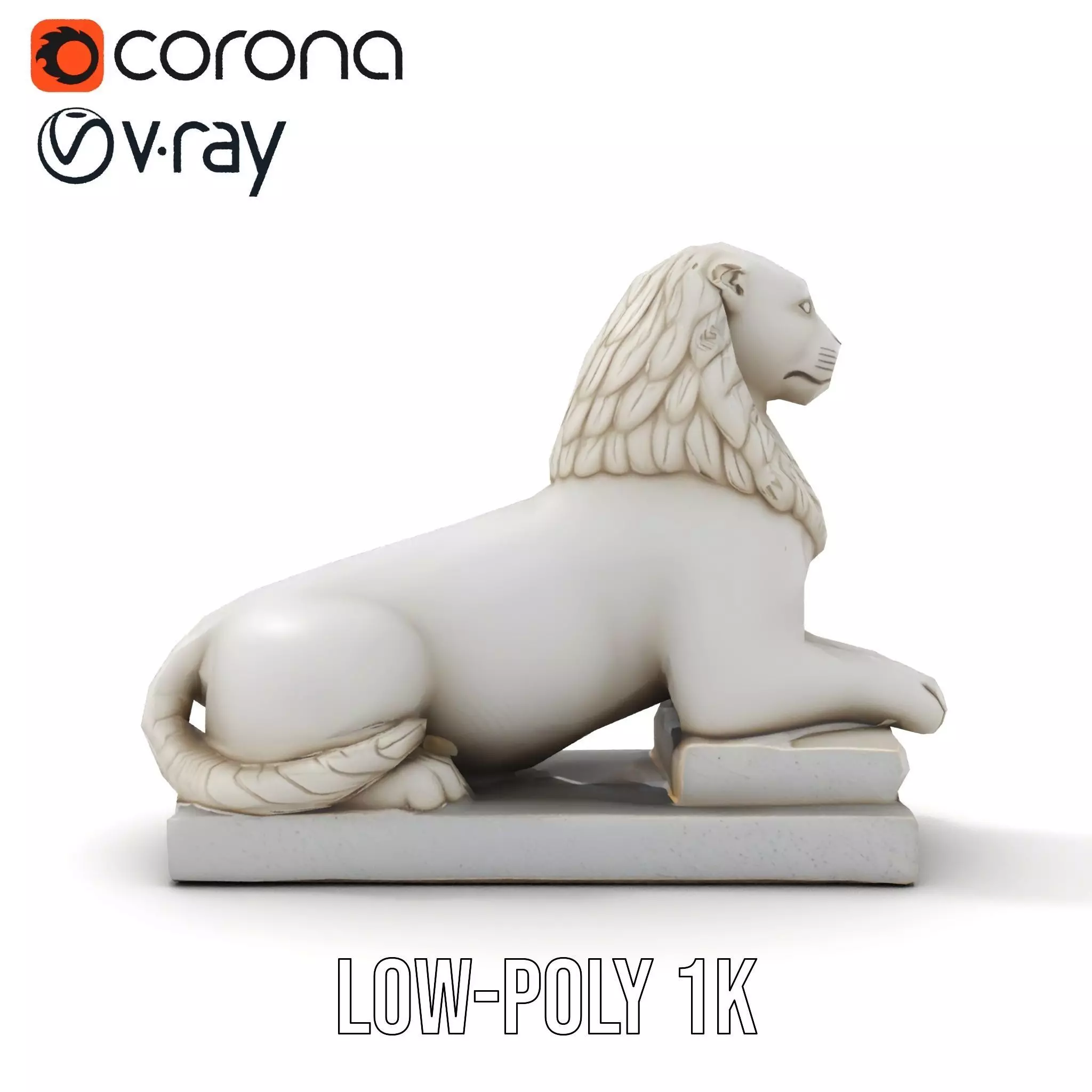 Elegant Marble Lion model pack Low-poly 3D model_28