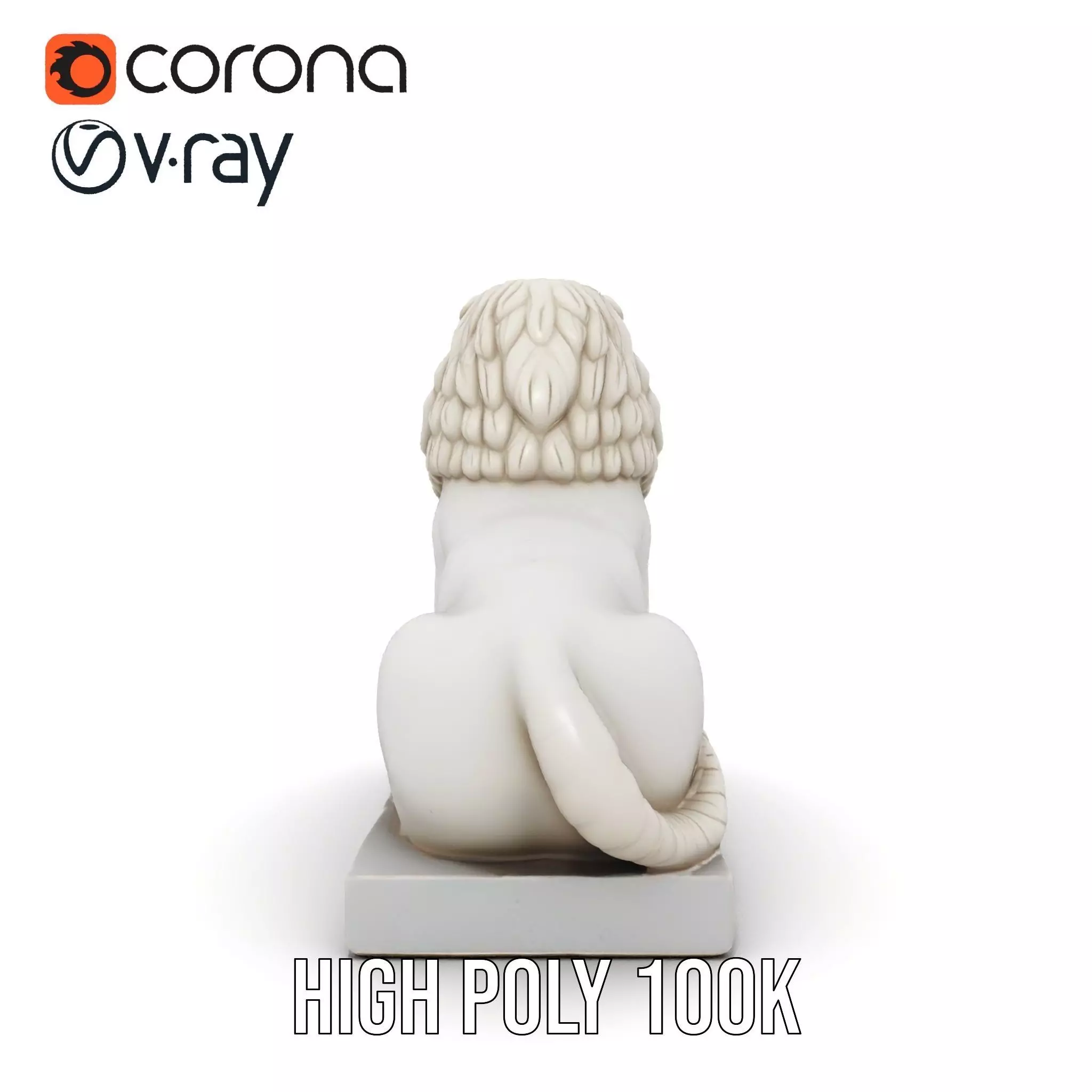 Elegant Marble Lion model pack Low-poly 3D model_29