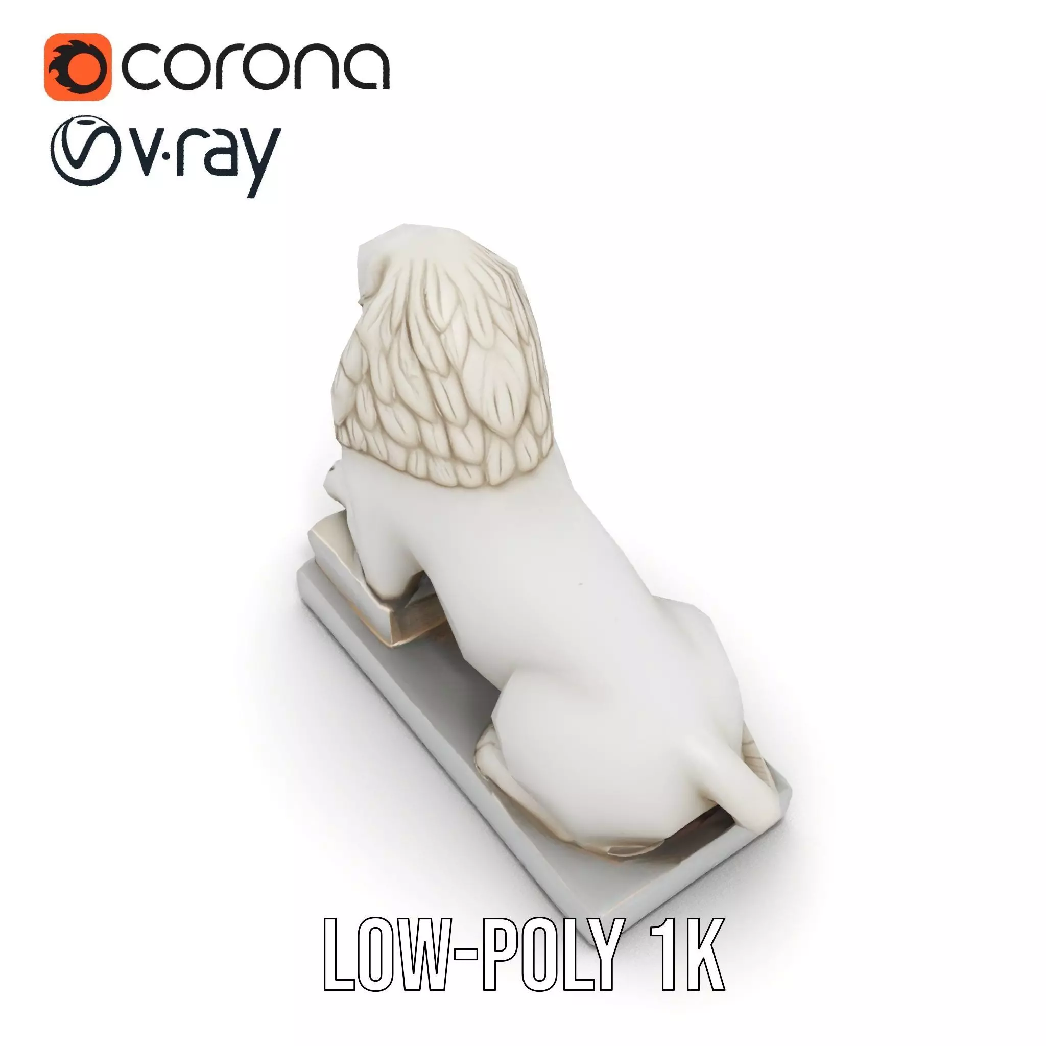 Elegant Marble Lion model pack Low-poly 3D model_8