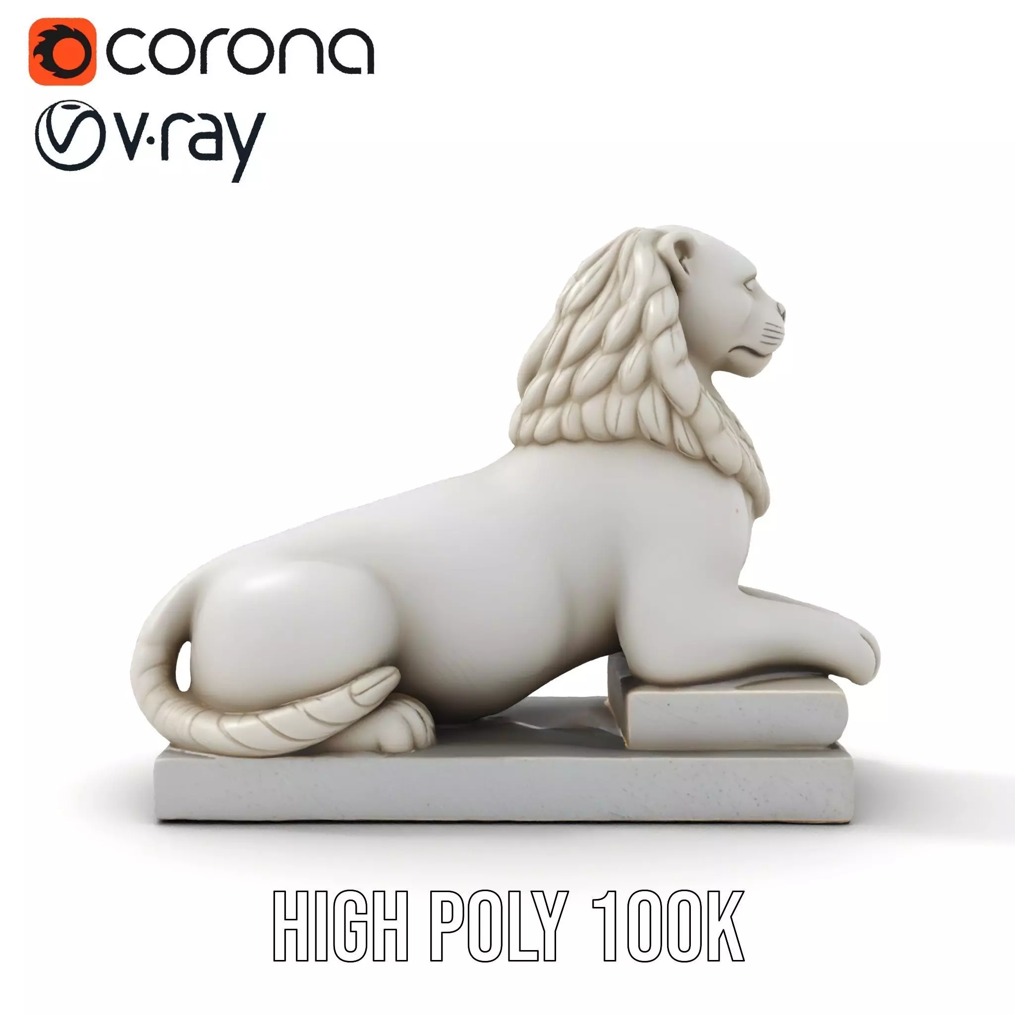 Elegant Marble Lion model pack Low-poly 3D model_16